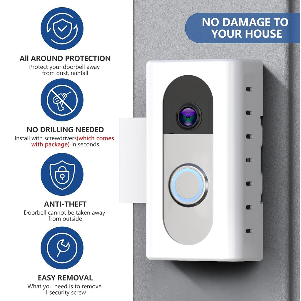 KIMILAR Anti-Theft Video Doorbell Mount Compatible with Ring/Blink Wireless Video Doorbell, Adjustable Mounting Bracket Accessories for Houses, Apartments, Businesses, Not for Blink 2nd Gen
