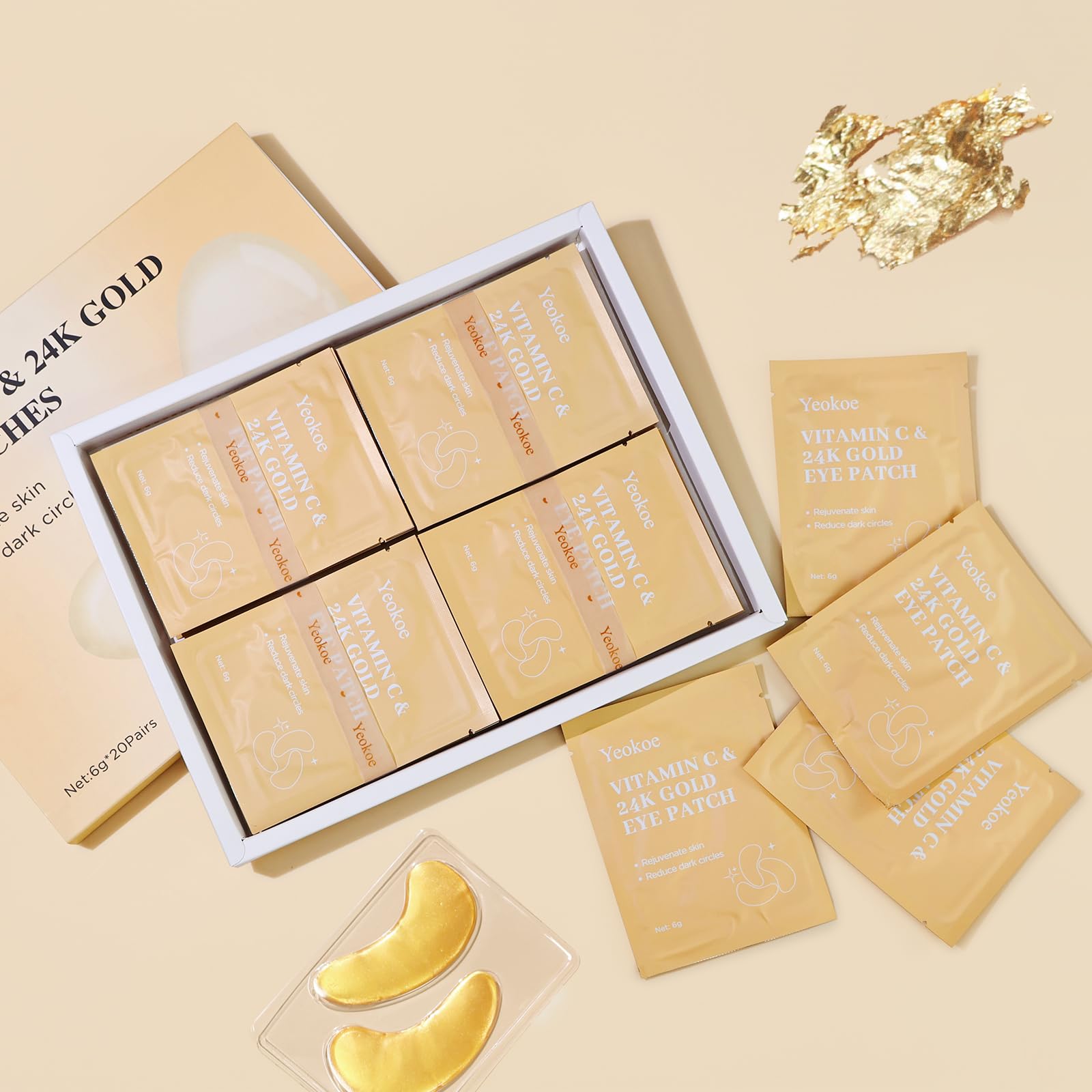 Yeokoe Under Eye Patches for Dark Circles,Eye Mask for Puffy Eyes With Collagen,Retinol,Vitmin C,Hyaluronic Acid and Niacinamide Face Masks Skincare Spa Gifts for Woman 20Pairs