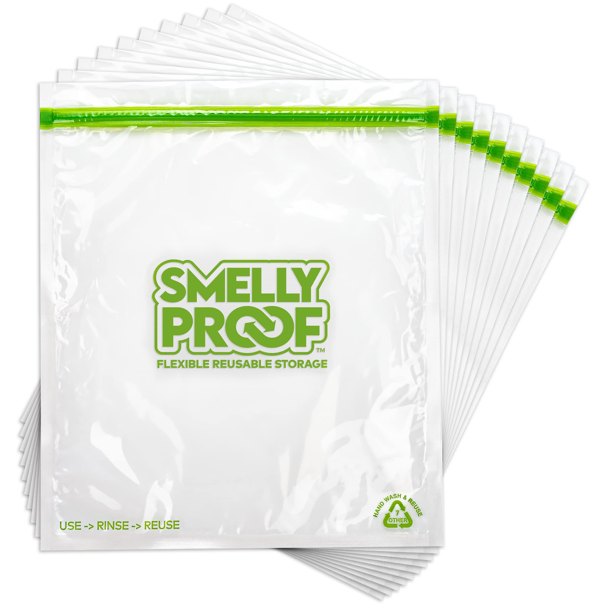 Smelly Proof Reusable Food Storage Bags, XL Reusable Freezer Bags, Extra Large Bags for Tools, Crafts & Clothing, US MADE, Dishwasher-Safe, BPA FREE, NO PEVA, 3-mil, 10.5" x 12", 1-Gallon, 10-Pack