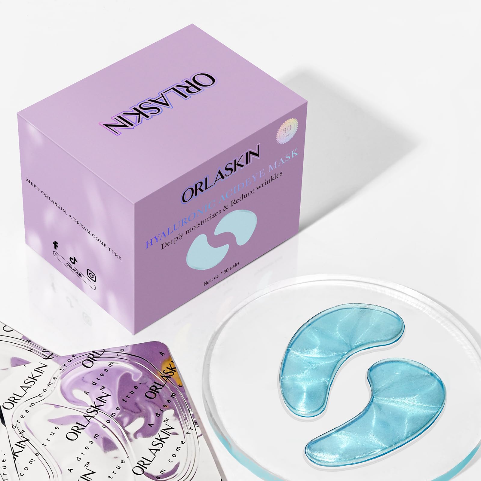 Eye Patches Under Eye Mask Skincare Hyaluronic Acid Under Eye Patches for Teen Girls Puffy Eyes and Dark Circles 24k Gold,Hyaluronic Acid,Rose,Eye Mask Pads Bag Treatment Skin Care(30Pairs)