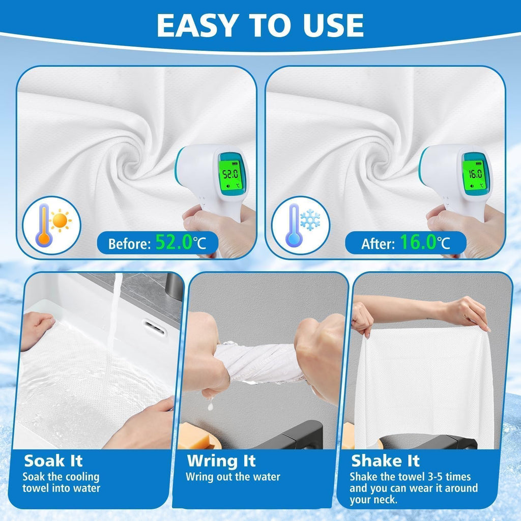 24 Pack Cooling Towels Bulk for Neck and Face 40"x12" Ice Cooling Sweat Rags Microfiber Soft Breathable Soft Chilly Towel for Yoga Golf Sport Running