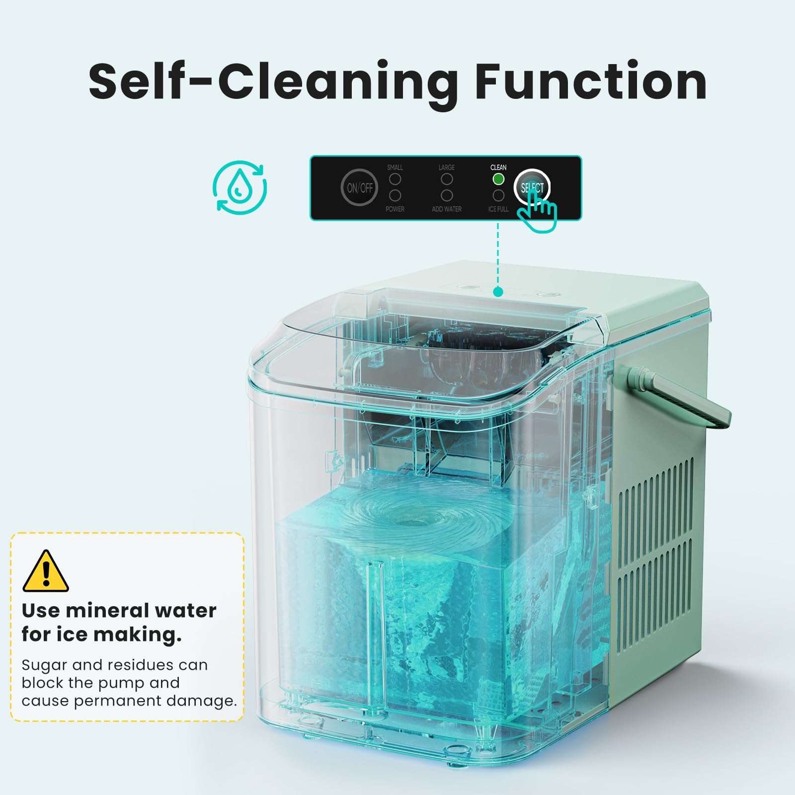 OLIXIS Countertop Ice Maker Machine with Handle, Auto-Cleaning Portable Ice Maker with Basket & Scoop, 26lbs in 24Hrs & 9 Cubes in 6 Mins, 2 Cube Sizes, for Home Party Camping RV, Black