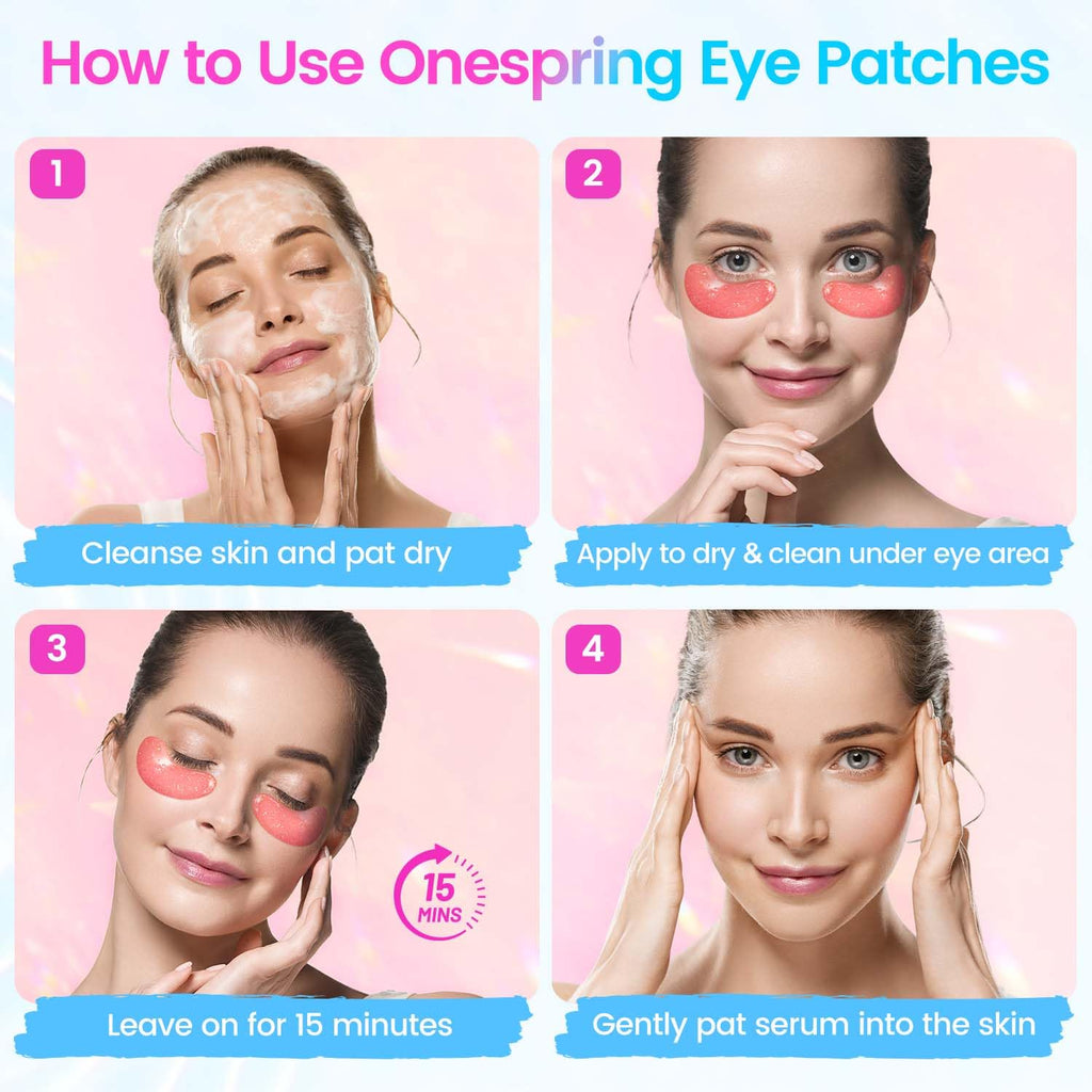 Onespring Eye Masks, Under Eye Patches for Puffiness, Retinol Collagen Eye Gel Pads, Reduce Wrinkles, Eye Bags & Dark circles - Face Mask Skincare, Anti Aging & Moisturizer, 24 Pairs