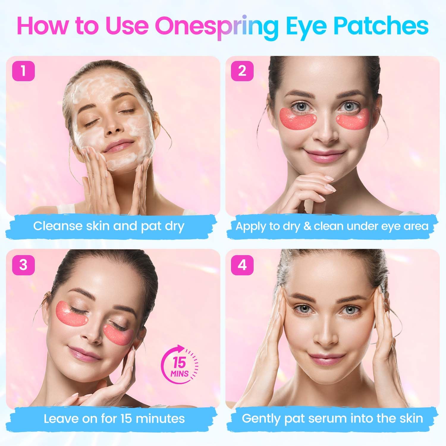Onespring Eye Masks, Under Eye Patches for Puffiness, Retinol Collagen Eye Gel Pads, Reduce Wrinkles, Eye Bags & Dark circles - Face Mask Skincare, Anti Aging & Moisturizer, 24 Pairs