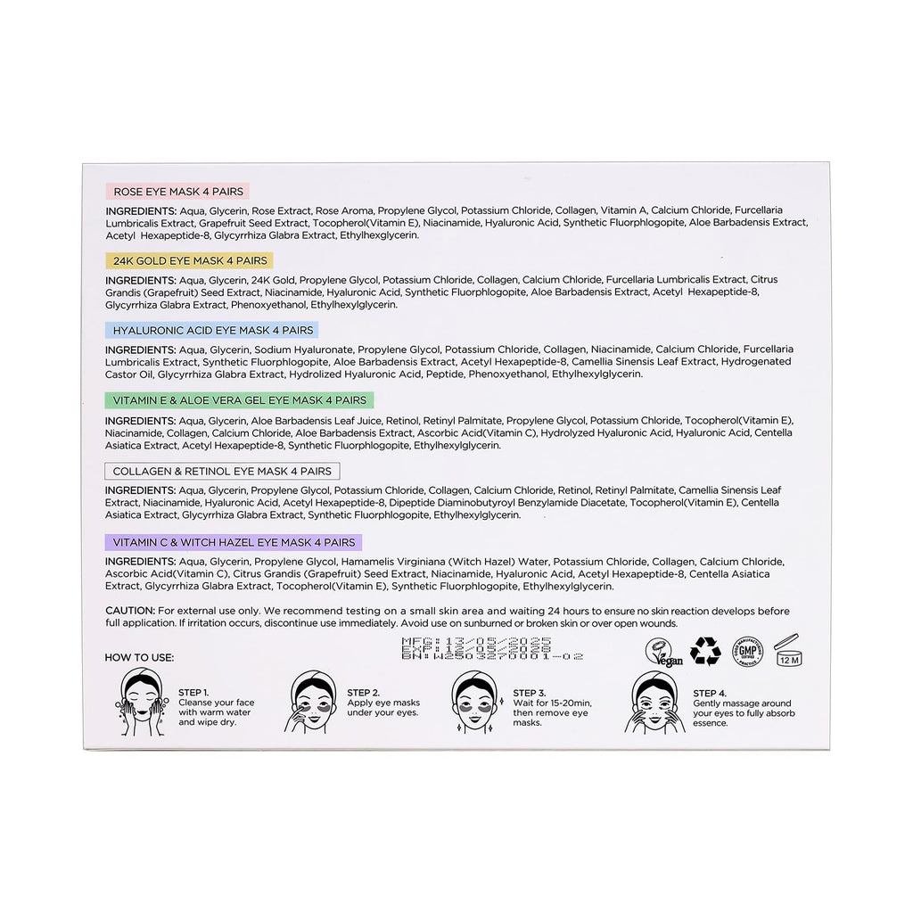 PEAUAMIE Under Eye Patches Collagen and Peptide Eye Mask for Dark Circles and Puffiness,Face Mask Skin Care Products 30 Pairs