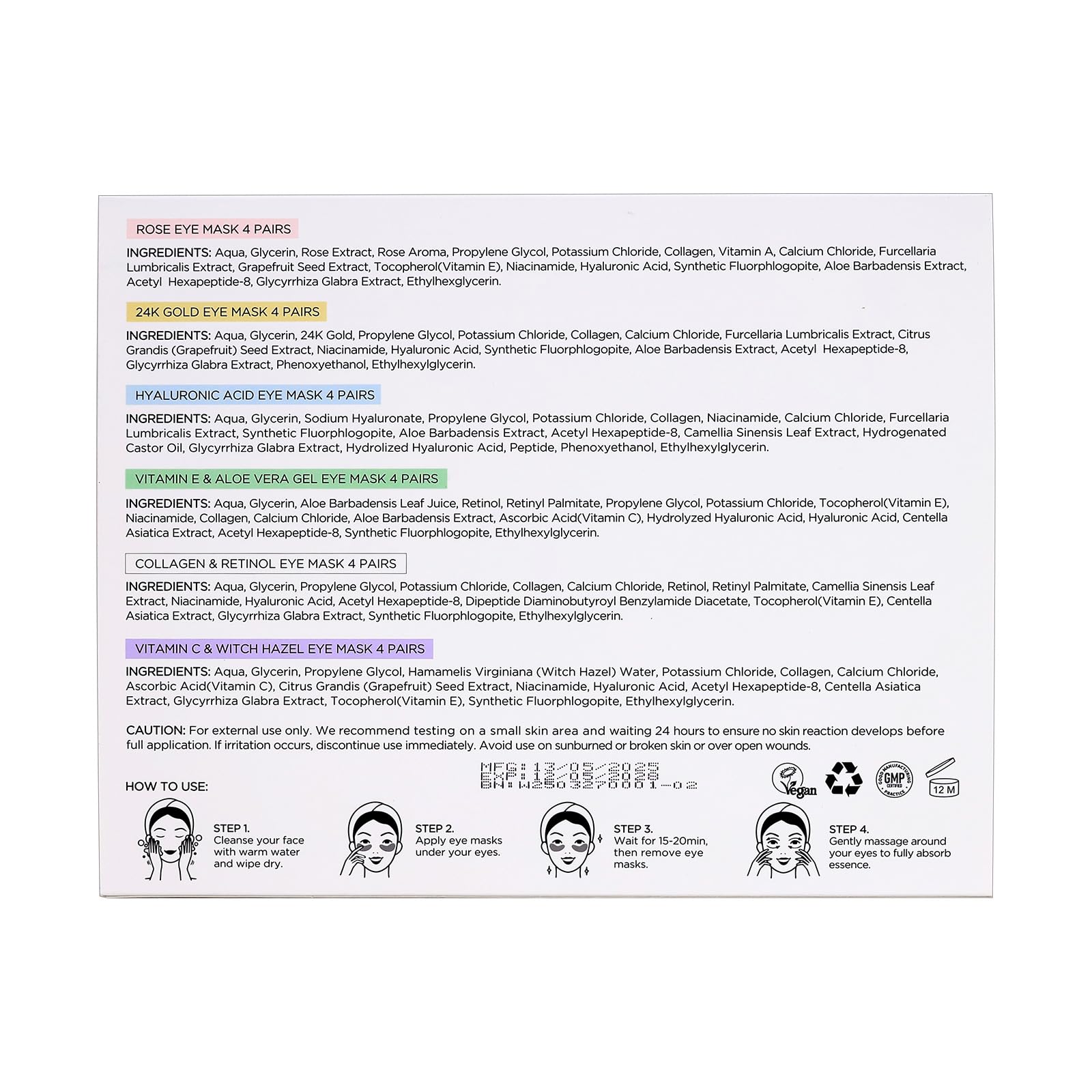 PEAUAMIE Under Eye Patches Collagen and Peptide Eye Mask for Dark Circles and Puffiness,Face Mask Skin Care Products 30 Pairs