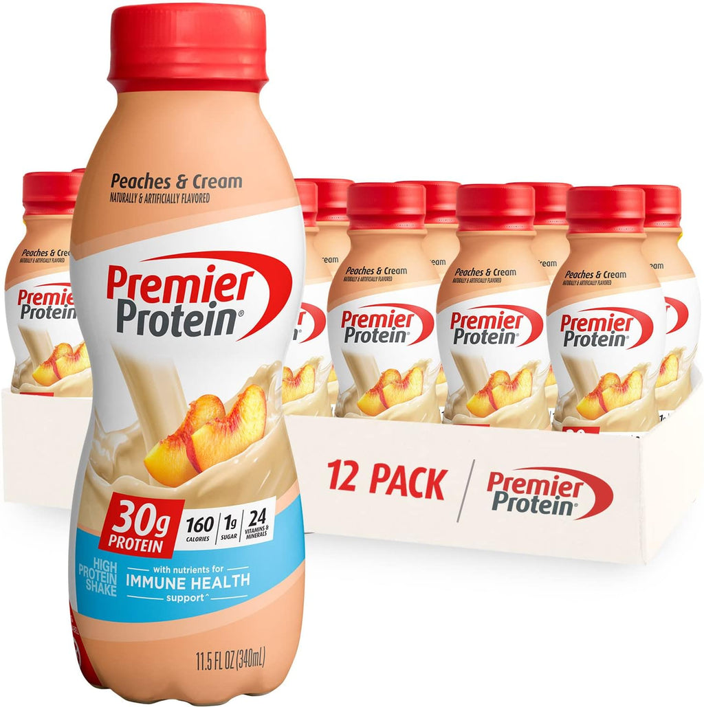 Premier Protein Shake 30g Protein 1g Sugar 24 Vitamins Minerals Nutrients Immune Health Peaches Cream Chocolate Peanut Butter 12 Pack 138 Fl Oz