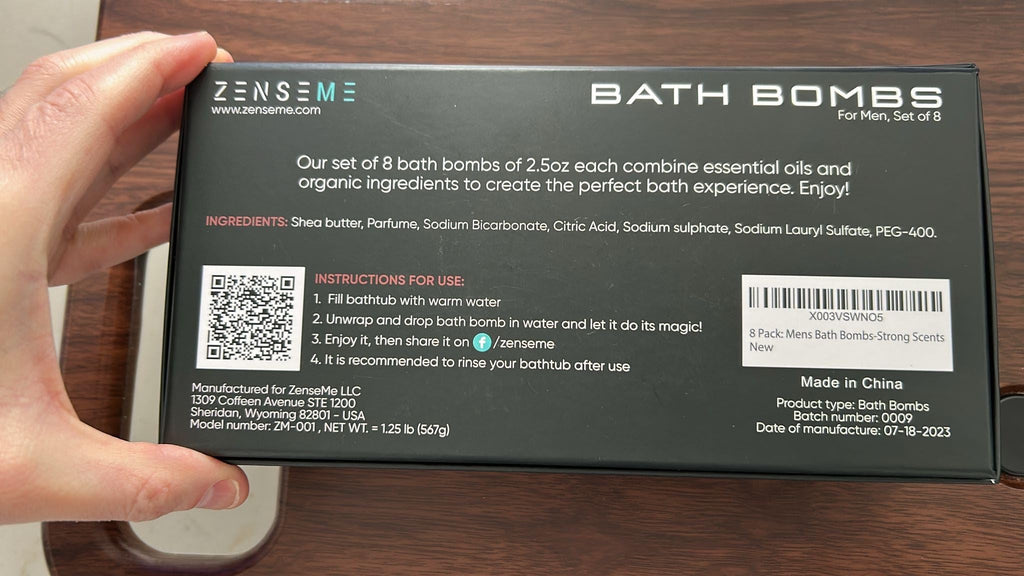 Bath Bombs for Men, Gift Set of 8 Scented Organic Handmade Bath Bombs of 2.5 oz with Natural Essential Oils for Boyfriend, Husband, Father or Friend, by ZenseMe