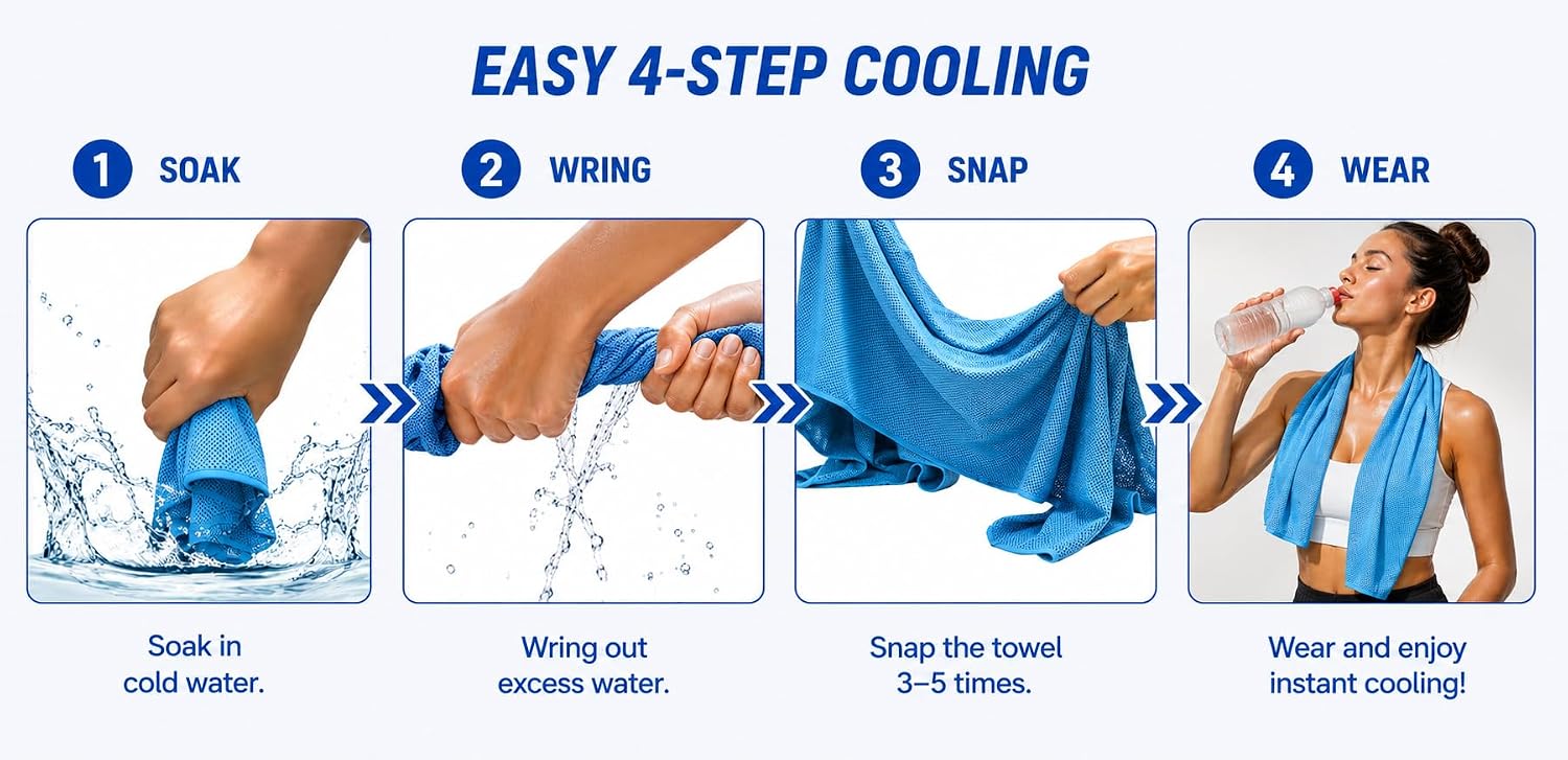 JISHY Cooling Towels 4 Pack 40"x12",Gym Towels for Men and Women,Microfiber Soft Breathable Workout Towels for Travel, Yoga, Running, Outdoor Works & More