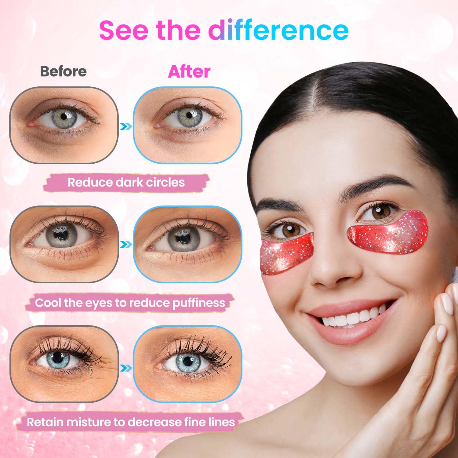 Onespring Eye Masks, Under Eye Patches for Puffiness, Retinol Collagen Eye Gel Pads, Reduce Wrinkles, Eye Bags & Dark circles - Face Mask Skincare, Anti Aging & Moisturizer, 24 Pairs