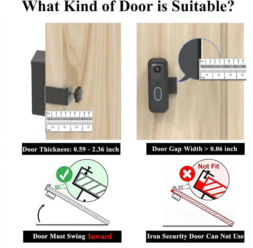 Blink Doorbell Mount, Anti-Theft Blink Video Doorbell Door Mount Bracket, No Drilling, Not Block Motion Sensor, Easy to Install, Fit for Video Doorbell 2nd Gen (Black)