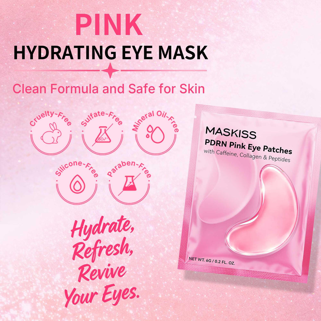 Maskiss PDRN Under Eye Patches (25 Pairs), Tri-Color Eye Gel Pads with Retinol Caffeine, Eye Masks for Dark Circles Puffy Eyes Wrinkles, Collagen Self Care Gifts for Women