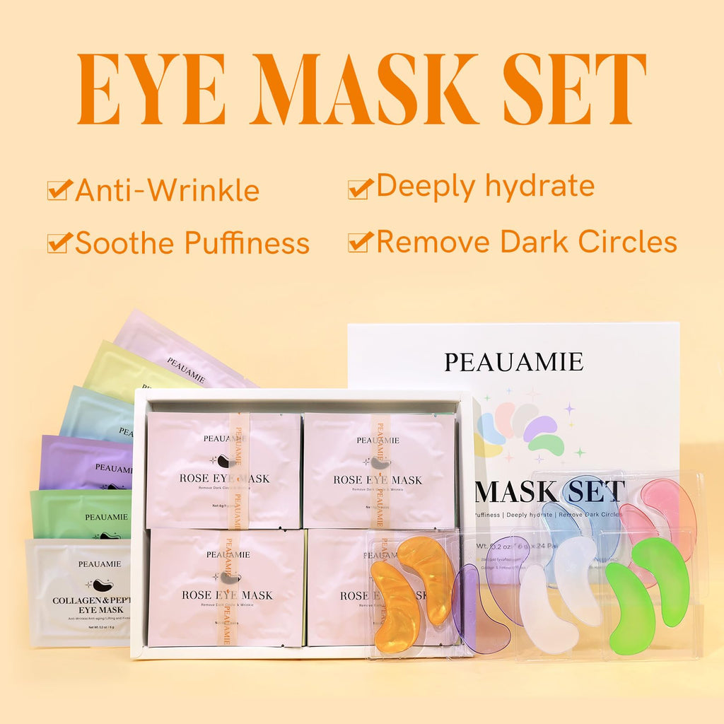 PEAUAMIE Under Eye Patches Collagen and Peptide Eye Mask for Dark Circles and Puffiness,Face Mask Skin Care Products 30 Pairs
