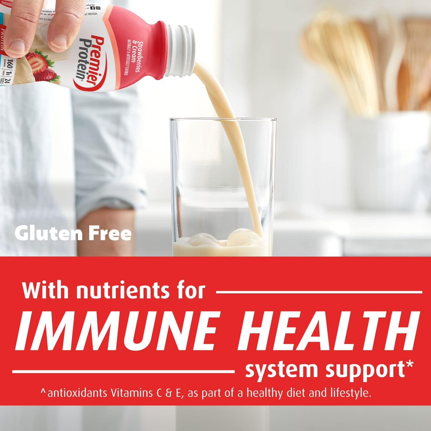 Premier Protein Shake, Vanilla & Strawberries, 30g Protein, 1g Sugar, 24 Vitamins & Minerals, 12 Pack Bundle