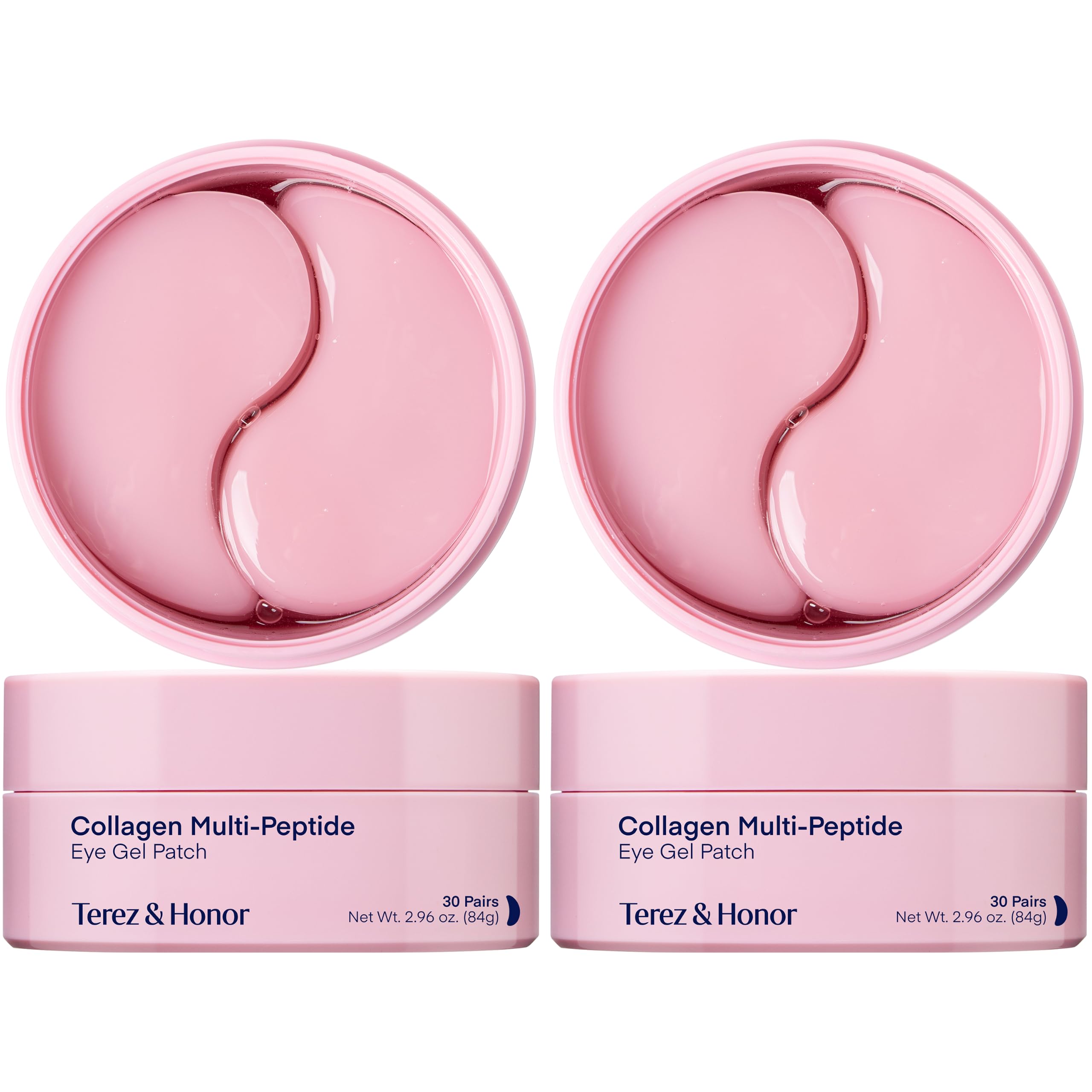 TEREZ & HONOR Peptide Collagen Under Eye Patches - 60 Korean Firming, Glowing & Hydrating Hydrogel Mask for Puffy Eyes, Dark Circles, Wrinkles, Fine Lines, Undereye Bags - Anti-Aging Eye Gel Pads