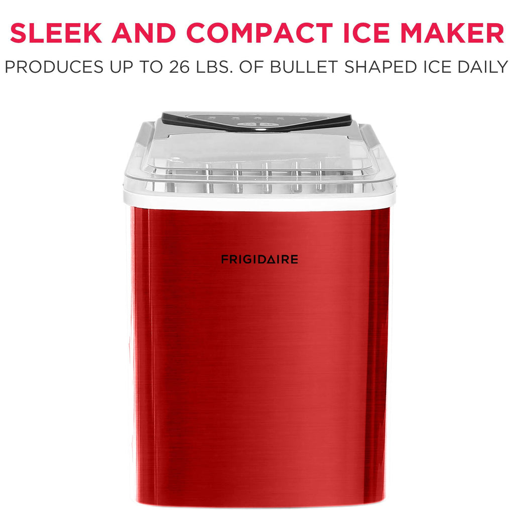 Frigidaire EFIC123-SSBLACK Compact Countertop Ice Maker, 26lbs of Ice per Day, Black Stainless