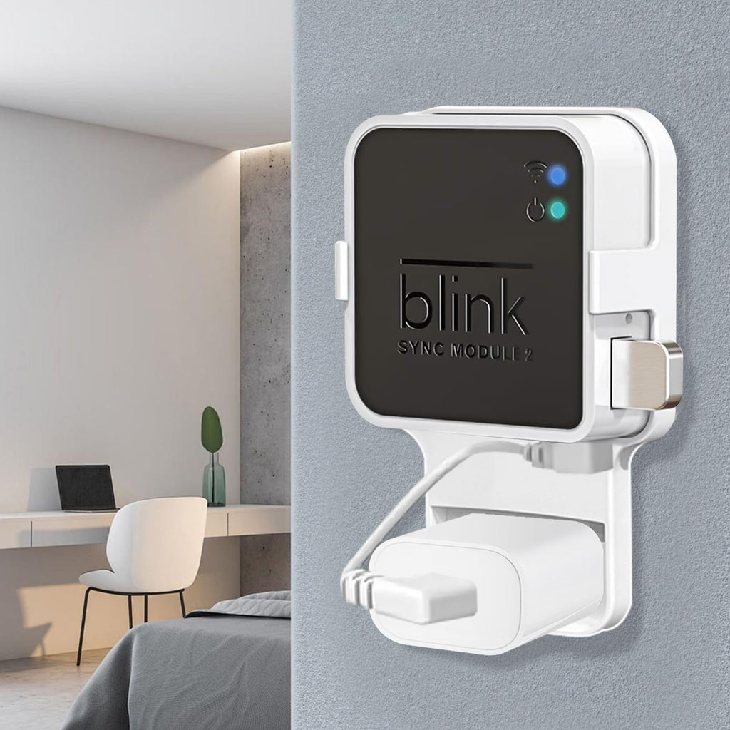 Sync Module 2 Outlet Wall Mount for Blink Doorbell Camera, Window Sensors Accessories,Doorbell Chime Inside House Bracket Holder with Short Cable (1 Wall Holder)