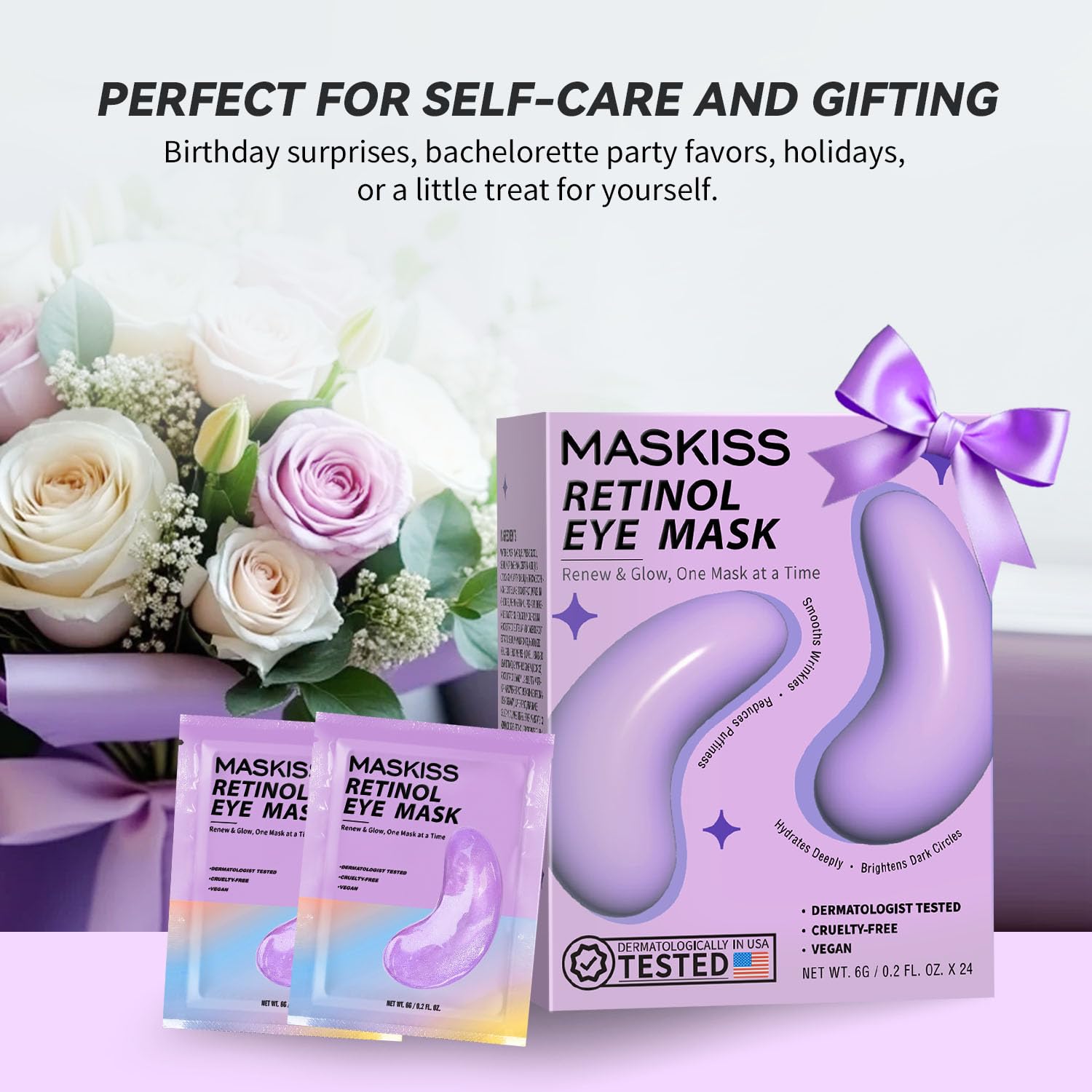 Maskiss Under Eye Patches (50 Pairs), Hyaluronic Acid Eye Masks for Dark Circles Puffy Eyes Undereye Bags, Collagen Eye Patches for Wrinkles and Hydrate, Skin Care Gift for Her