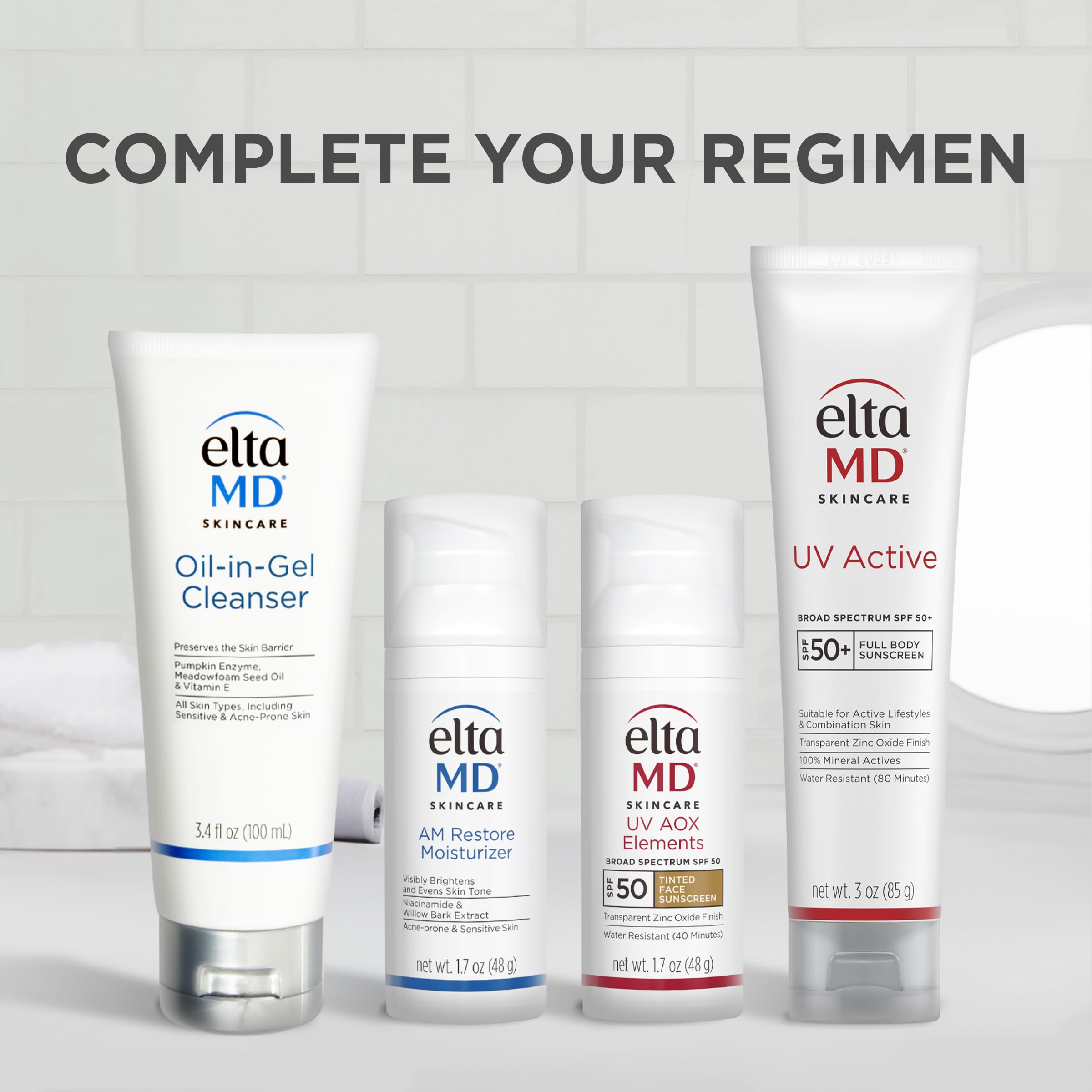 EltaMD UV Active 100% Mineral Sunscreen, SPF 50+ Full Body Sunscreen for Active Lifestyles, Water Resistant Up to 80 Minutes, 3.0 oz Tube