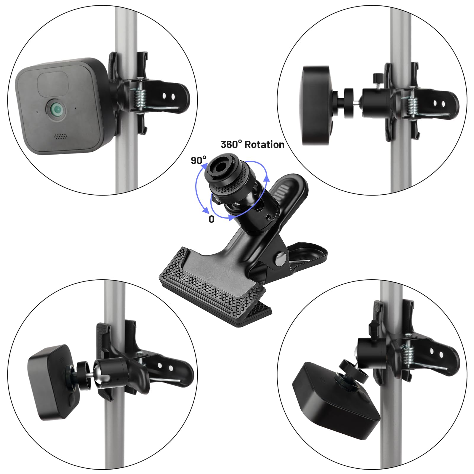 iTODOS 2 Pack Flexible Clip Clamp Mount - Compatible with Blink Mini, Outdoor (3rd Gen) XT3, XT, XT2, Indoor - 8 Inch Flexible Gooseneck Arm - Attach Camera Anywhere