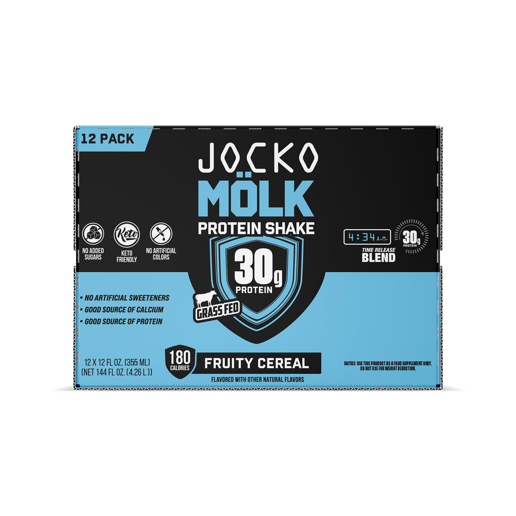 Jocko Mölk 30g Grass Fed Protein Shakes – No Added Sugar Protein Drinks KETO Friendly - Ready to Drink 12 FL Oz (Pack of 12) Chocolate