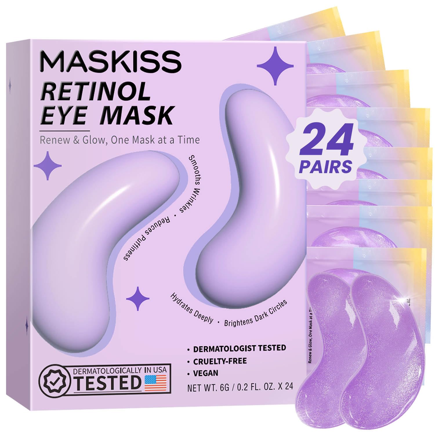 Maskiss Under Eye Patches (50 Pairs), Hyaluronic Acid Eye Masks for Dark Circles Puffy Eyes Undereye Bags, Collagen Eye Patches for Wrinkles and Hydrate, Skin Care Gift for Her