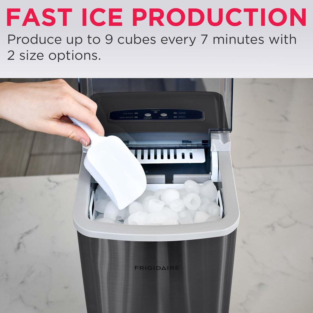 Frigidaire 26 Lbs per Day Portable Compact Maker, Ice Making Machine, Stainless, Medium