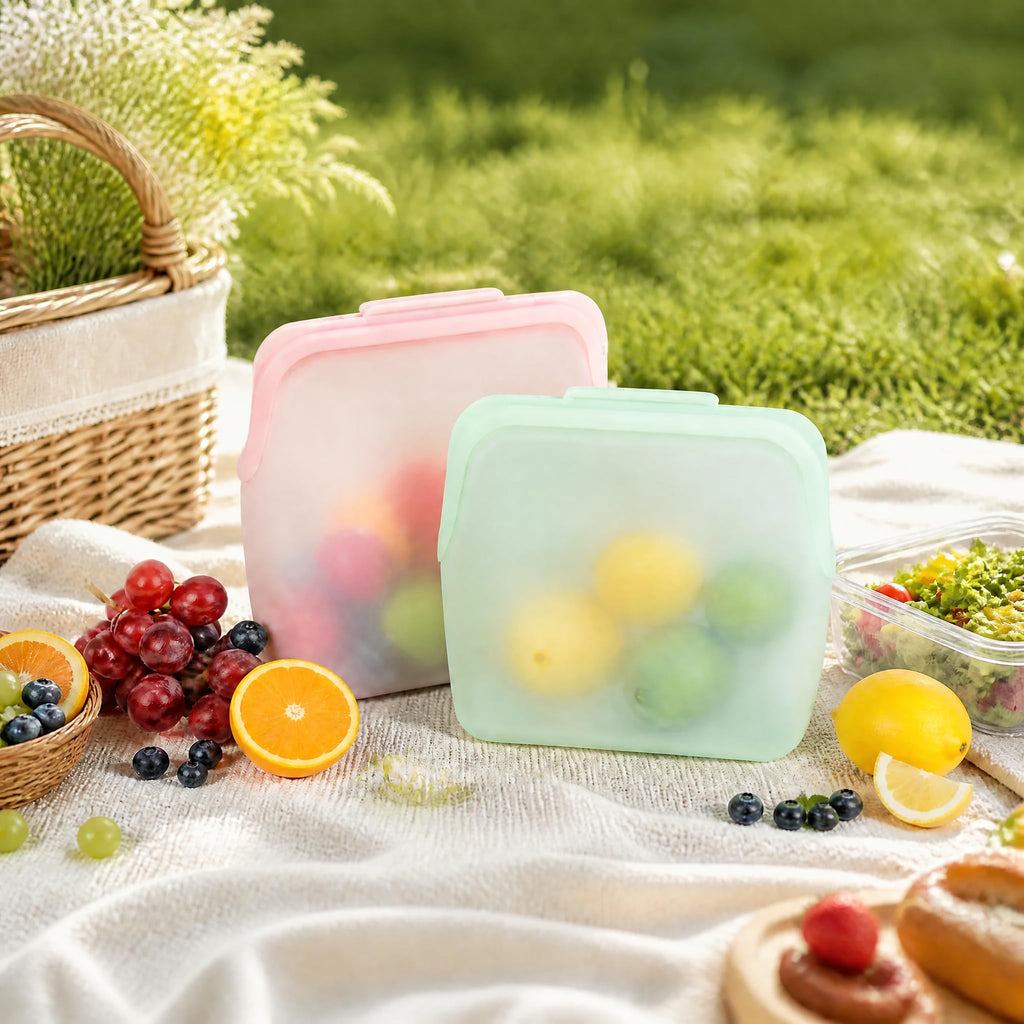STHF Everbag Reusable Silicone Food Storage Bags — Leak‑Proof, Upright Freezer & Sous‑Vide Safe, Odor‑Proof, High‑Temperature Resistant Food Storage Bags (rectangle)