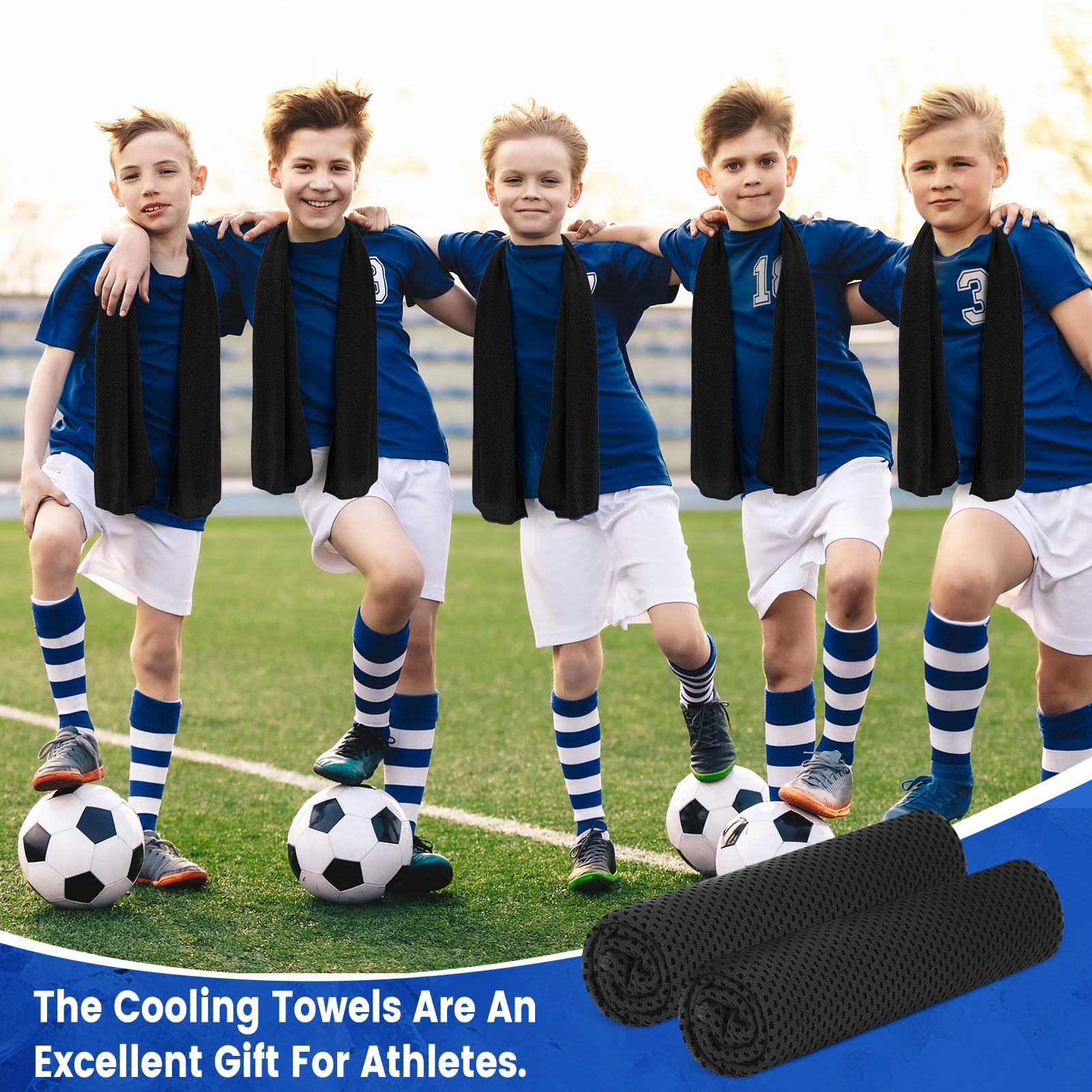 Hosuly 6 Pack Cooling Towels 40"x12" Ice Towel Cooling Neck Wraps Soft Breathable Chilly Stay Cool in Summer for Sports Yoga Golf Gym Activities(Black)