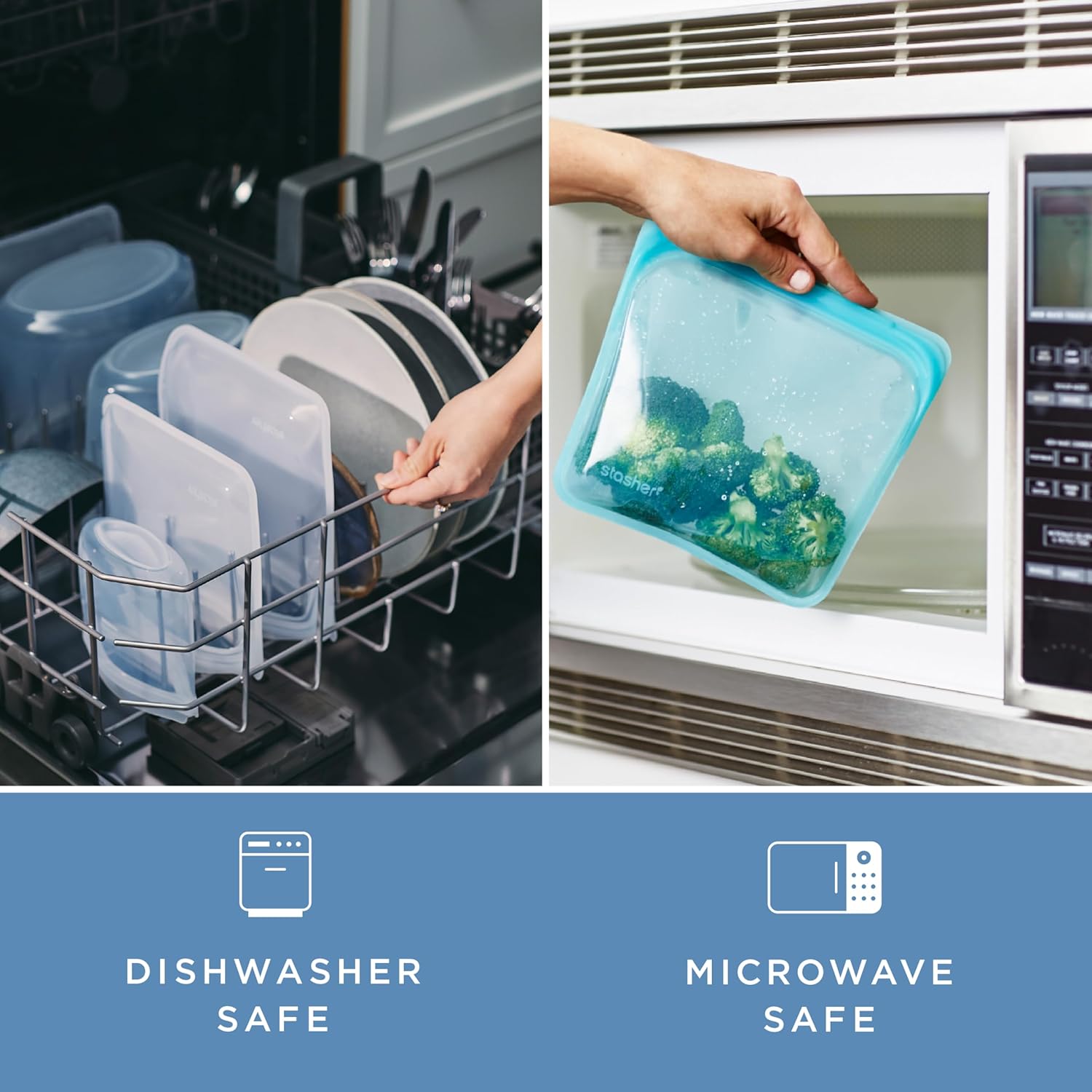 Stasher Silicone Reusable Storage Bag, Stand-Up Mega Bag, Reusable Freezer Bags, Microwave, Dishwasher, Oven Safe, Sous Vide, Premium Lunch Container, Eco Friendly, Food Storage Bags, 104 oz, Green | Reusable Food Bag
