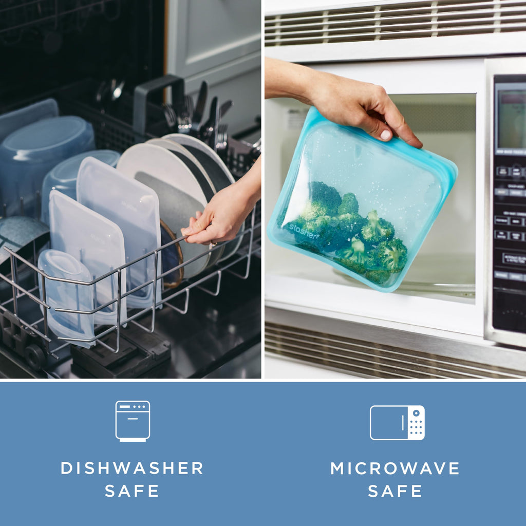 Stasher Silicone Reusable Storage Bags, 3-Pack Bowls, Reusable Freezer Bags, Microwave, Dishwasher, Oven Safe, Sous Vide, Premium Lunch Containers, Eco Friendly, Food Storage Bag, Snack Bag, Clear | Reusable Food Bags