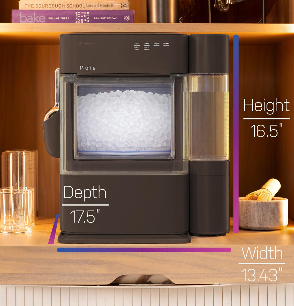 GE Profile Opal Ultra, Countertop Nugget Ice Maker, 1 Gal XL Side Tank, *Amazon Exclusive*, 38 lbs/Day, Pebble Pellet Crushed Ice Machine, WiFi Stainless Steel