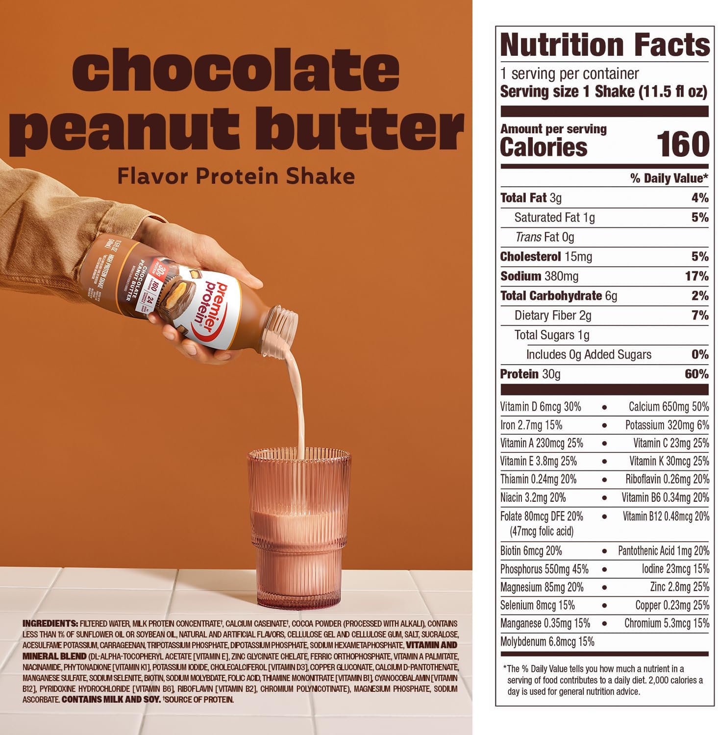 BUNDLE: Premier Protein Shake, Chocolate Peanut Butter (12 Pack) + Bananas & Cream (12 Pack), 30g Protein, 11.5 Fl Oz (24 Shakes Total)