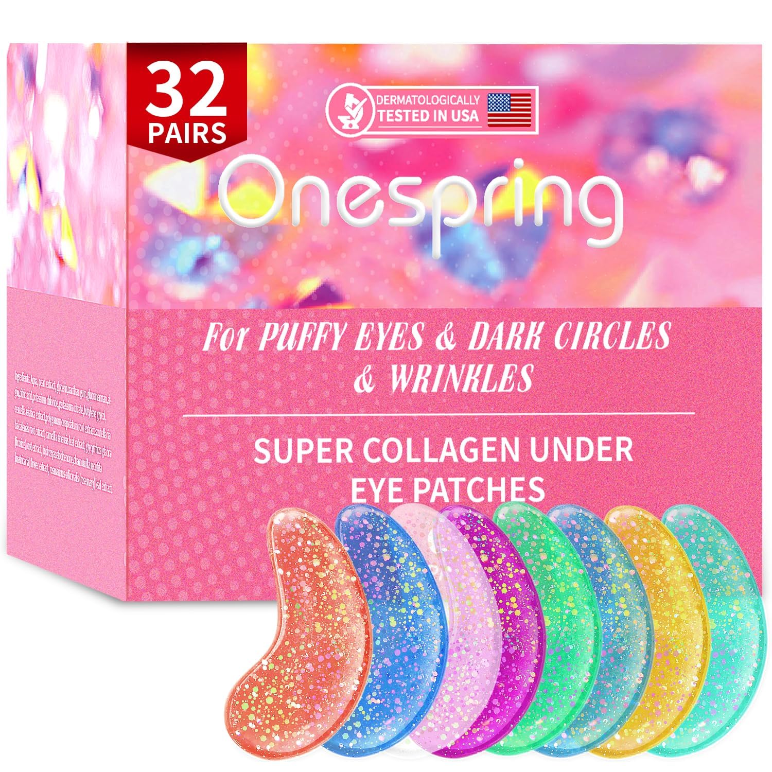 Onespring Eye Masks, Under Eye Patches for Puffiness, Retinol Collagen Eye Gel Pads, Reduce Wrinkles, Eye Bags & Dark circles - Face Mask Skincare, Anti Aging & Moisturizer, 24 Pairs