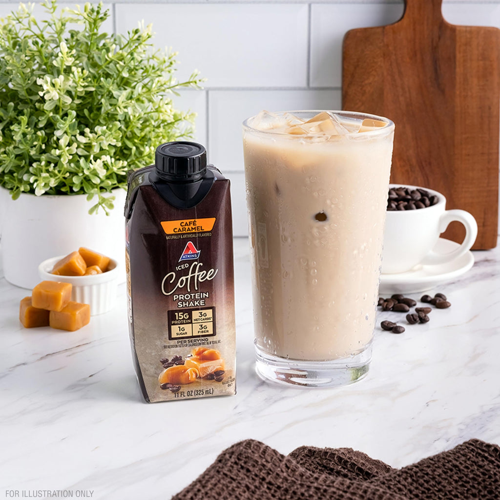 Atkins Coffee Lovers Protein Shake Variety Pack, Mocha Latte, Café Caramel and Café au Lait Flavored Protein Shakes, 15g Protein, 3g Fiber, GLP-1 Friendly, 12 Count