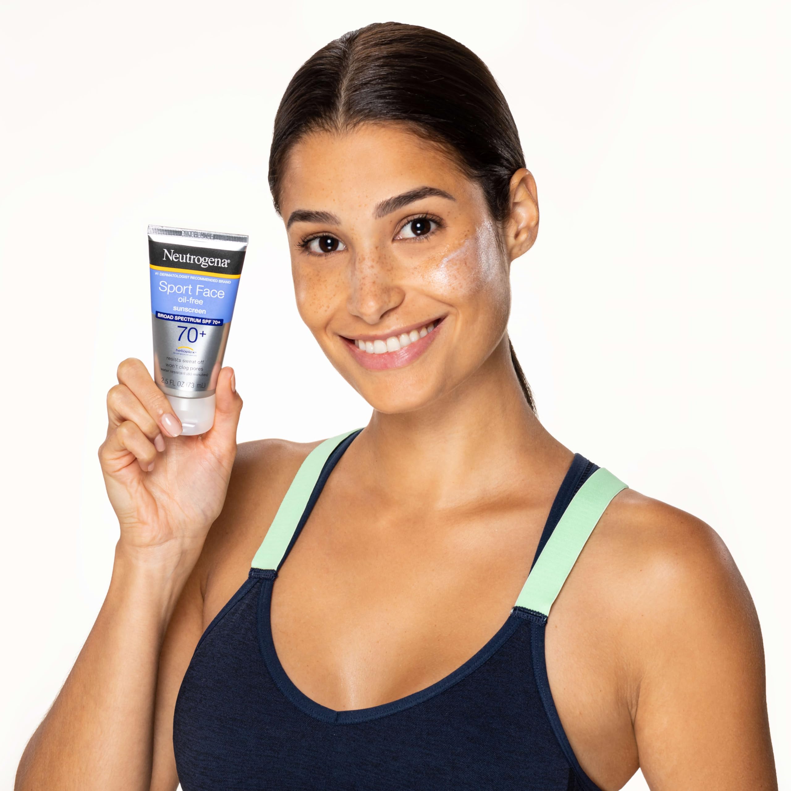 Neutrogena, Sport Face Sunscreen SPF 70+, Oil-Free, Sweat and Water-Resistant, Broad-Spectrum UVA/UVB, 2.5 Fl Oz