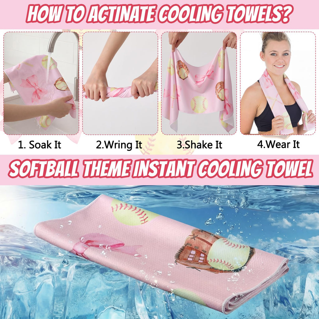 Tegeme 12 Counts Baseball Ice Cream Cooling Towels 40"x12" Sports Breathable Chilly Ice Fast Drying Towel Cool Training Sweat Rag for Coach Sport Party Favors Team Gift