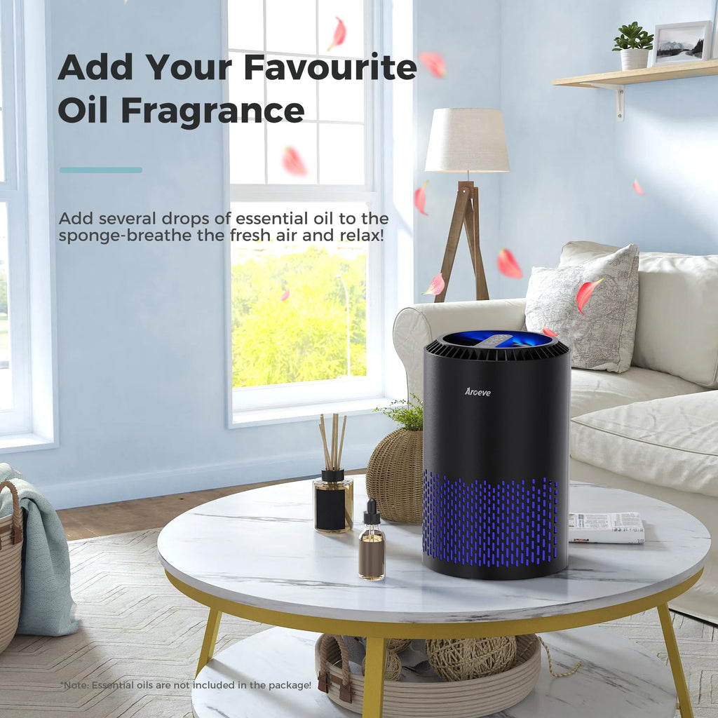 AROEVE Air Purifiers for Bedroom Home, Air Purifier For Smoke Pollen Dander Hair Smell Air Cleaner with Sleep Mode Speed Control For Bedroom Office, MK01- White(Available for California)