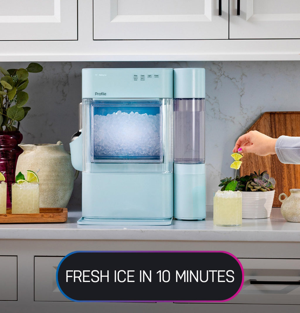 GE Profile Opal Ultra, Countertop Nugget Ice Maker, 1 Gal XL Side Tank, *Amazon Exclusive*, 38 lbs/Day, Pebble Pellet Crushed Ice Machine, WiFi Stainless Steel