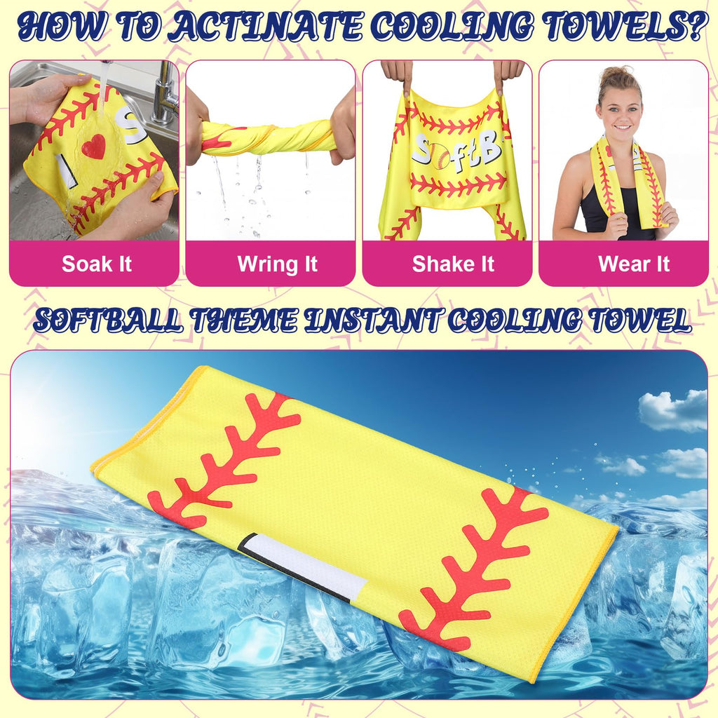 Tegeme 12 Counts Baseball Ice Cream Cooling Towels 40"x12" Sports Breathable Chilly Ice Fast Drying Towel Cool Training Sweat Rag for Coach Sport Party Favors Team Gift