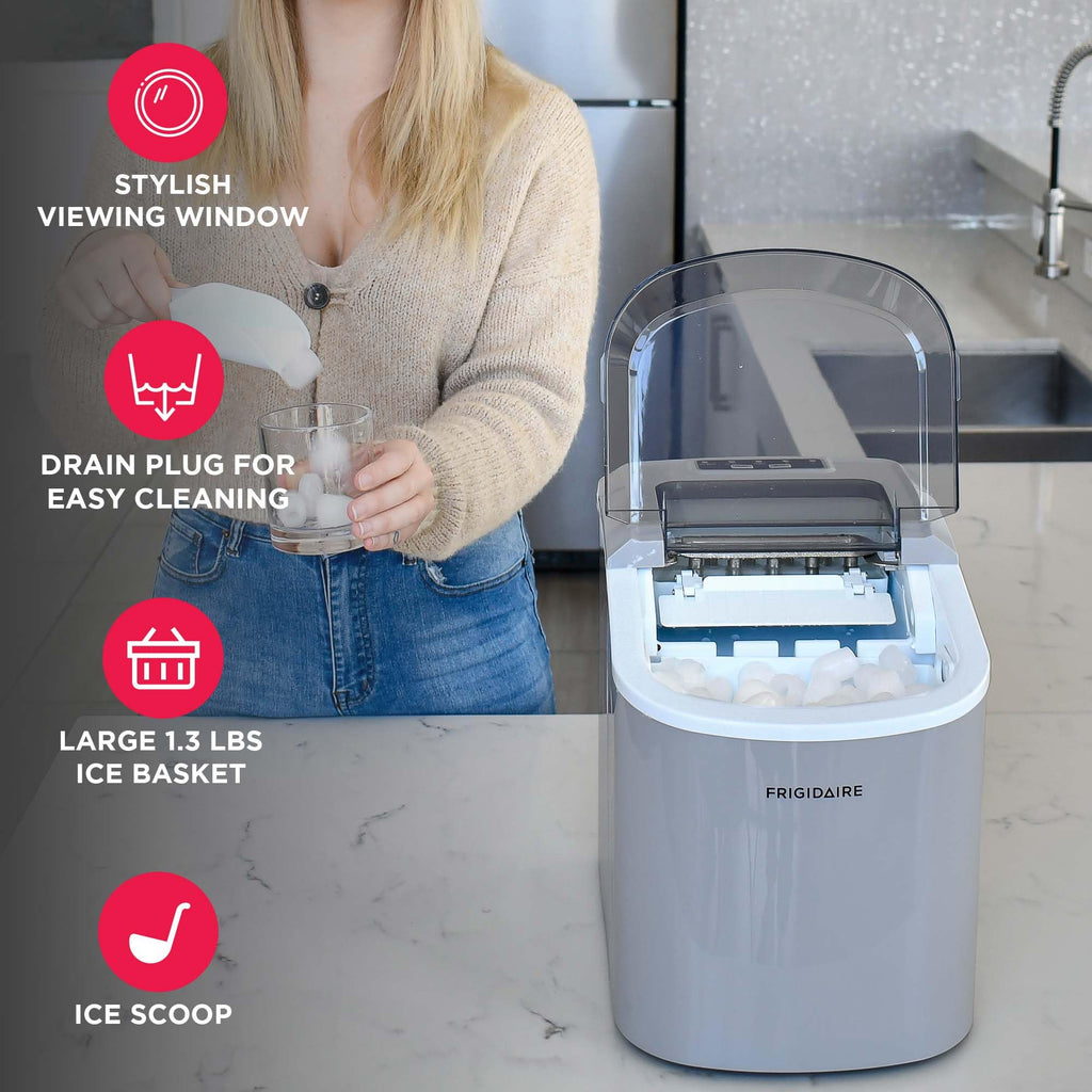 FRIGIDAIRE EFIC128AMZBLK Compact Countertop Ice Maker, 26 lb per Day, Black