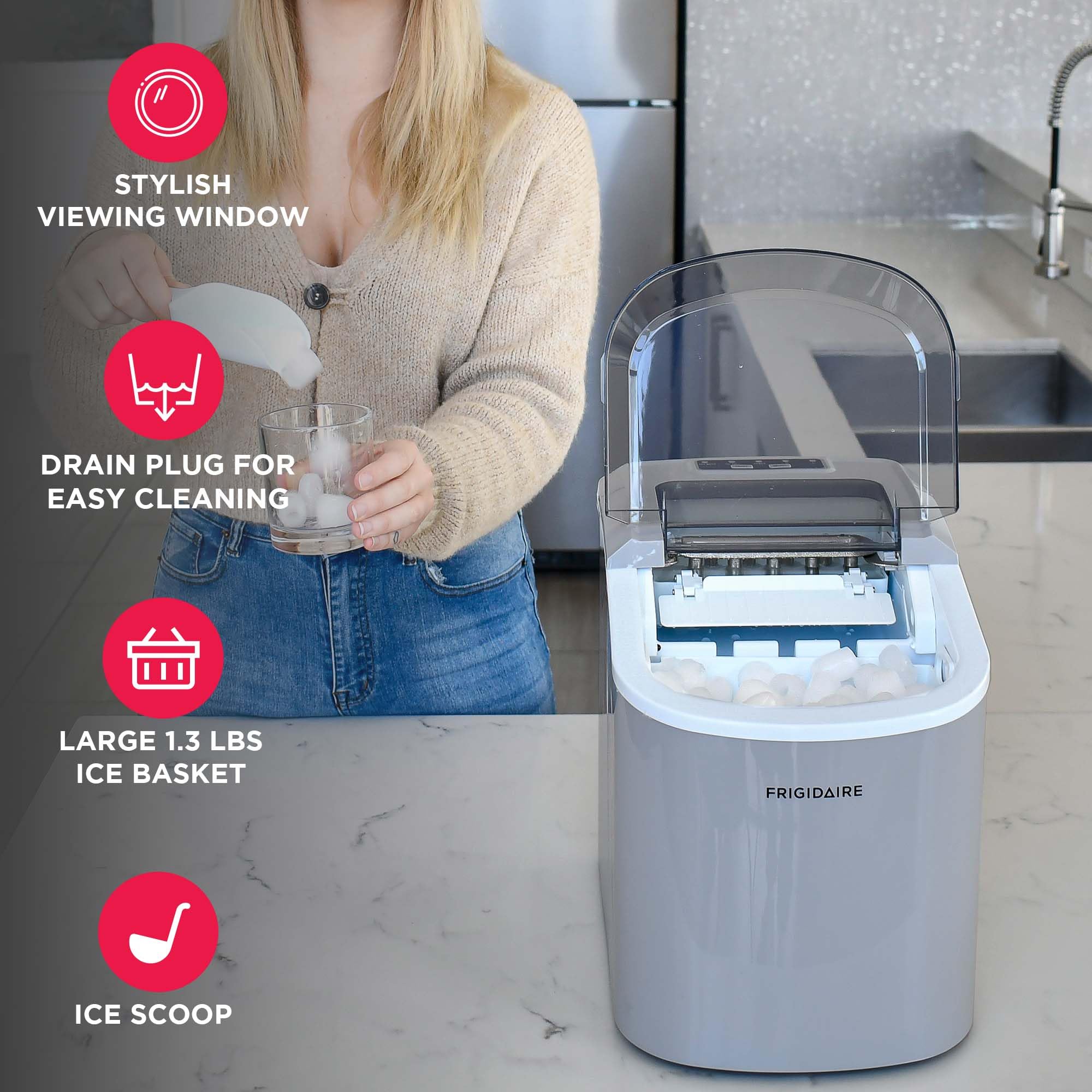 FRIGIDAIRE EFIC128AMZBLK Compact Countertop Ice Maker, 26 lb per Day, Black