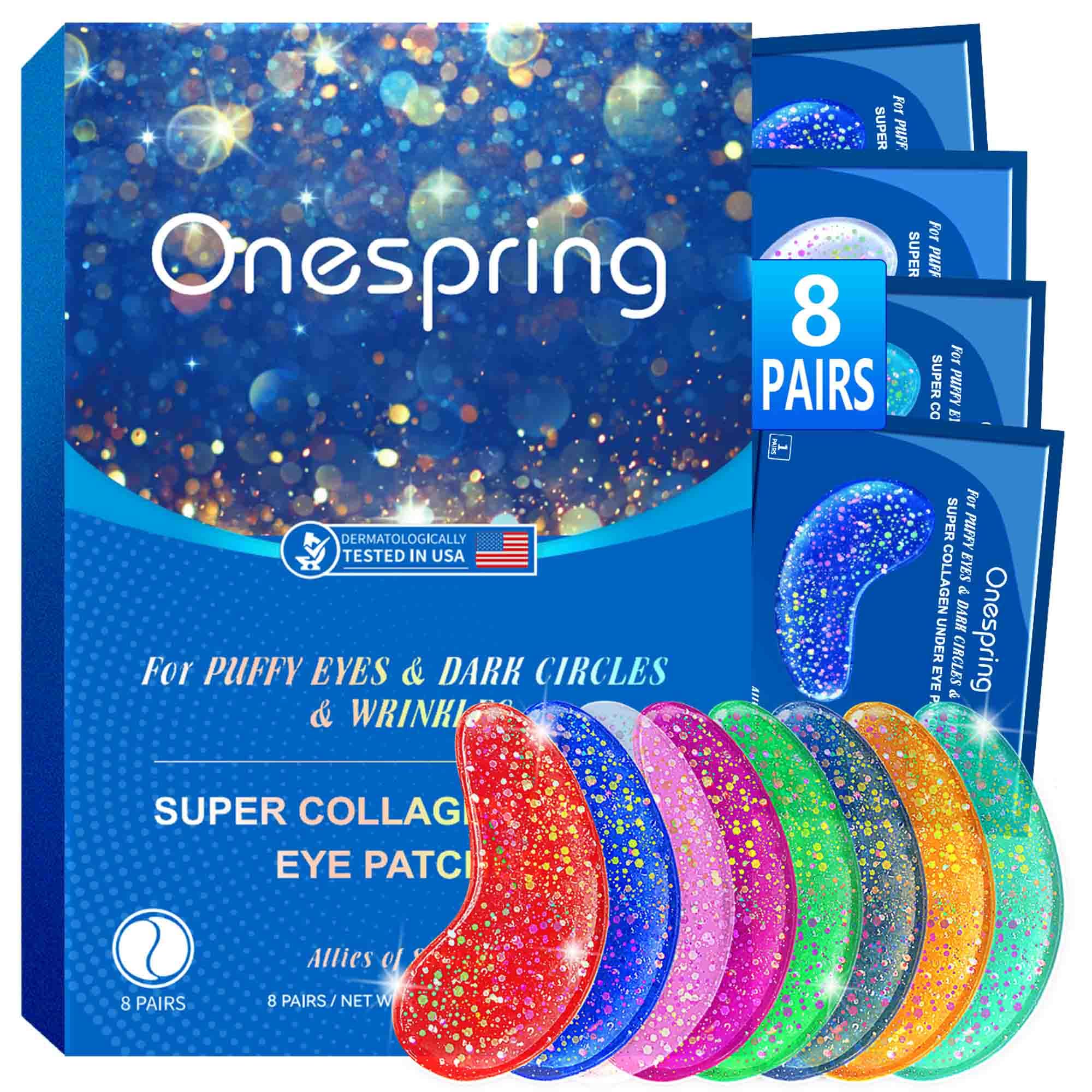 Onespring Eye Masks, Under Eye Patches for Puffiness, Retinol Collagen Eye Gel Pads, Reduce Wrinkles, Eye Bags & Dark circles - Face Mask Skincare, Anti Aging & Moisturizer, 24 Pairs
