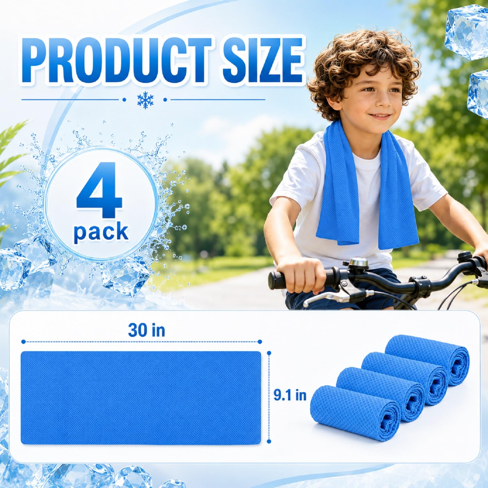 BobbleT Kids PVA Cooling Towels 4 Pack (30"x9") - Mini Instant Ice Cooling Towels for Neck & Face with UPF 50+ Sun Protection, Reusable Summer Heat Relief for Outdoor Activities, Pink