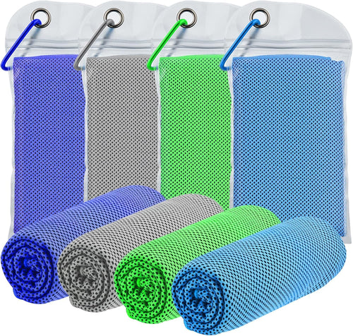 4 Pack Cooling Towels for Neck and Face(40"x12"), Cooling Neck Wraps, Ice Towel for Hot Weather, Soft Breathable Gym Towel, Cool Towel for Workout, Camping, Yoga, Sport, Running