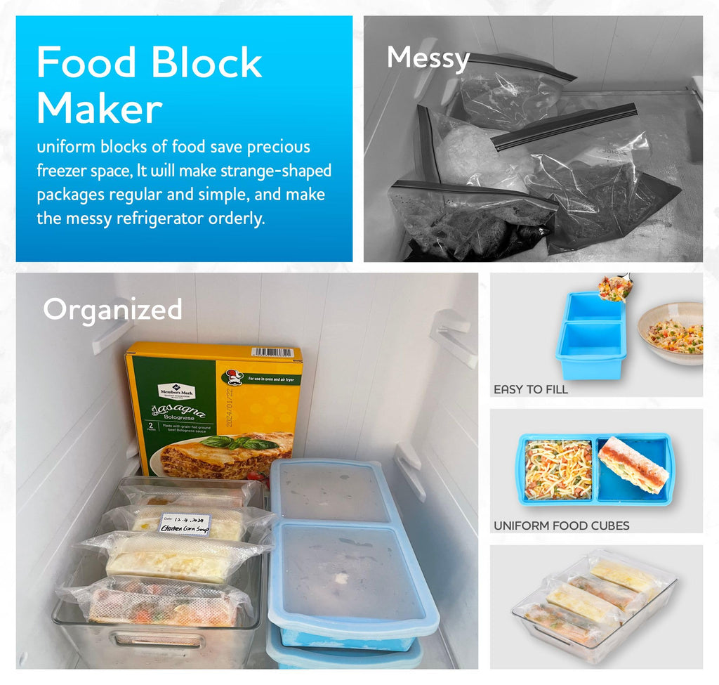 ZIP STANDING Silicone Freezer Trays with Lid,1-cup Soup Freezer Container large Ice Cube Molds with Reinforced Steel Ring Top for freezing Soup Sauce Broth Leftovers oven Dishwasher -Safe(2-Pack)