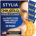 Stylia Collagen & Vitamin C Under Eye Patches for Puffy Eyes & Dark Circles - Depuffing, Hydrating & Firming Under Eye Mask with Hyaluronic Acid - Stocking Stuffers for Teen Girls, Vegan (30 Pairs)