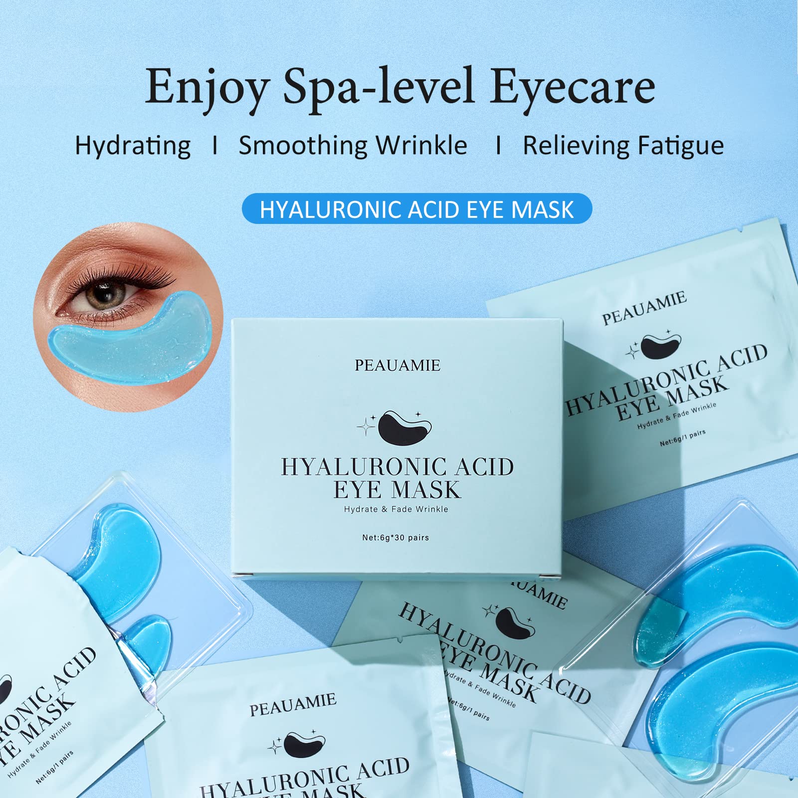 PEAUAMIE Under Eye Patches Collagen and Peptide Eye Mask for Dark Circles and Puffiness,Face Mask Skin Care Products 30 Pairs