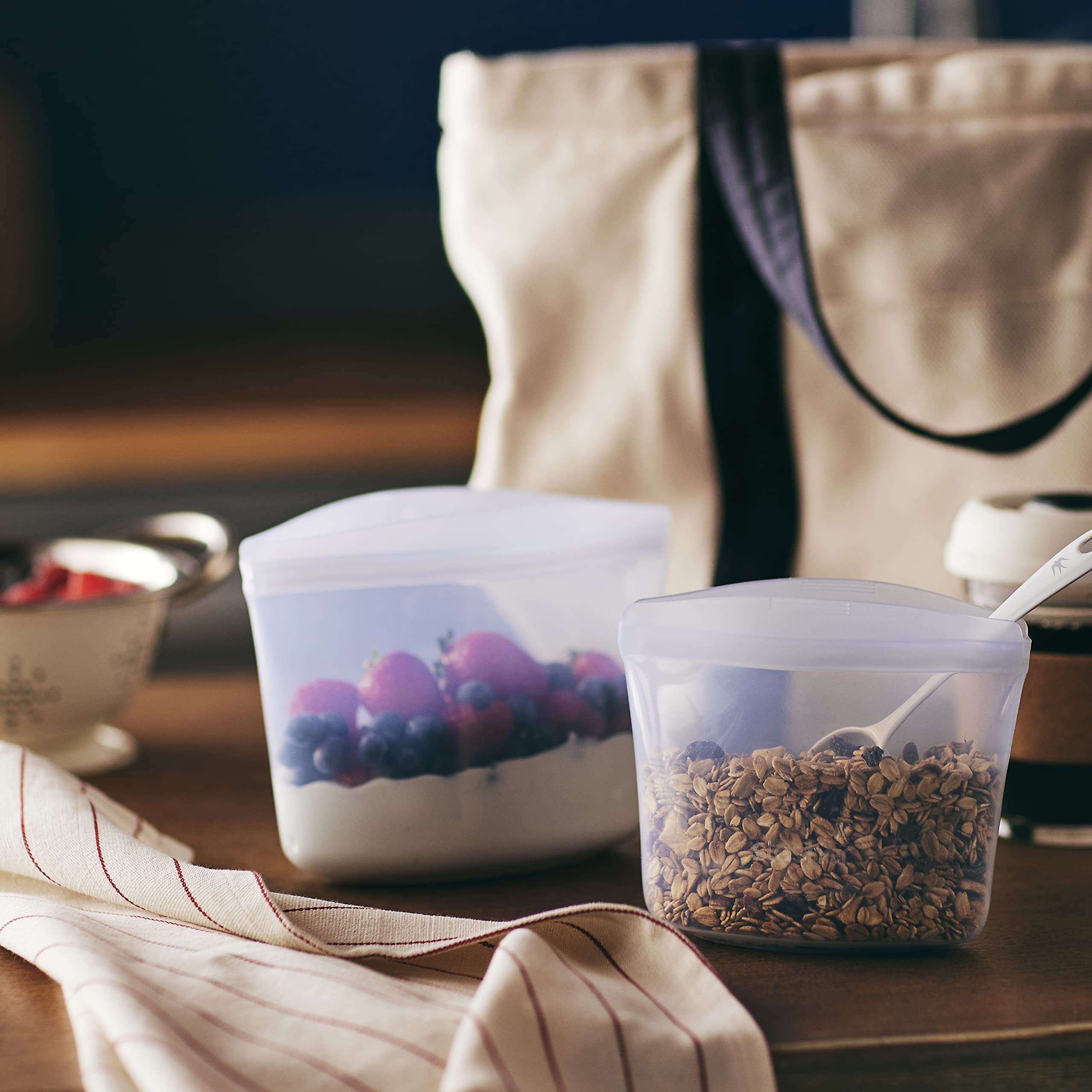 Stasher Silicone Reusable Storage Bags, 3-Pack Bowls, Reusable Freezer Bags, Microwave, Dishwasher, Oven Safe, Sous Vide, Premium Lunch Containers, Eco Friendly, Food Storage Bag, Snack Bag, Clear | Reusable Food Bags