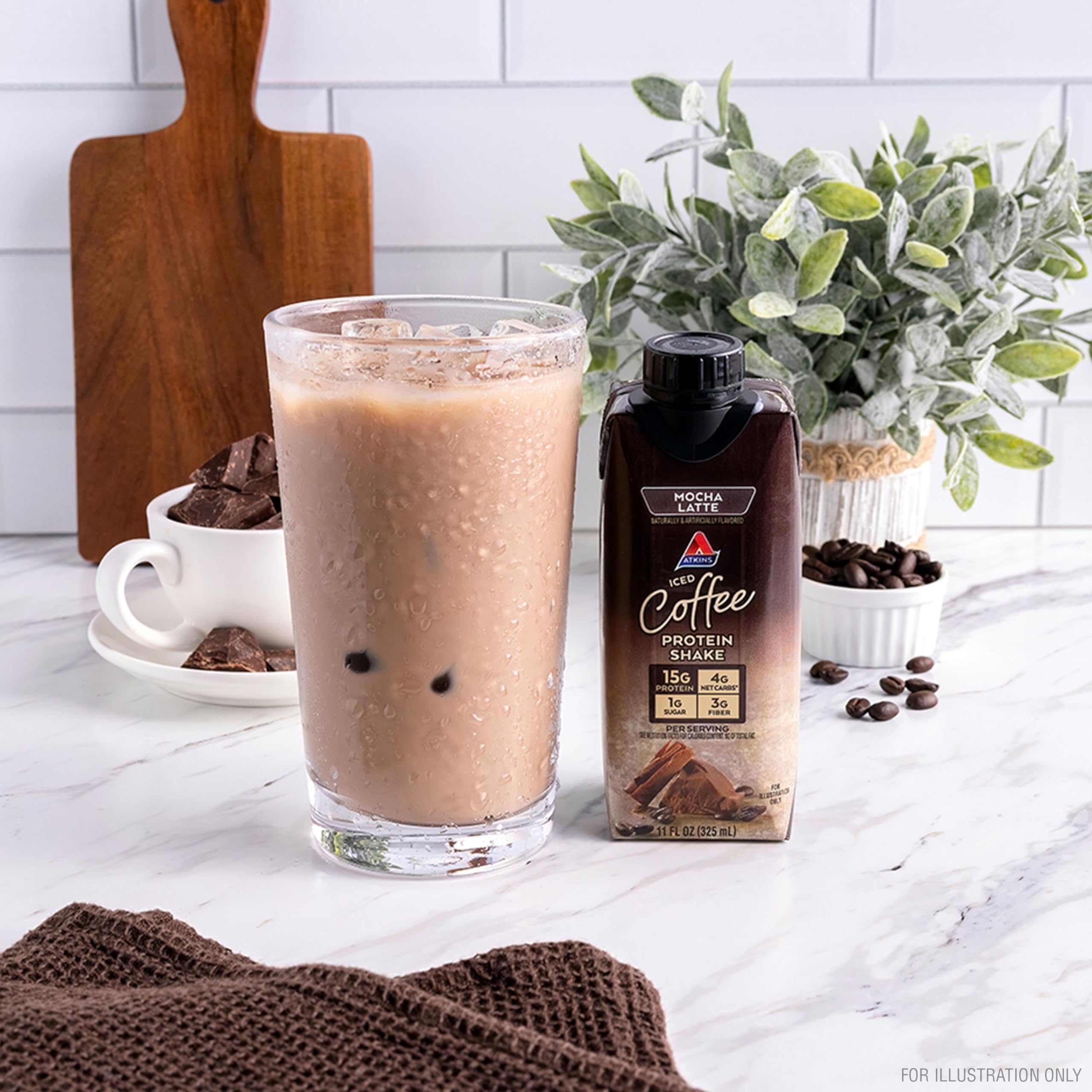 Atkins Coffee Lovers Protein Shake Variety Pack, Mocha Latte, Café Caramel and Café au Lait Flavored Protein Shakes, 15g Protein, 3g Fiber, GLP-1 Friendly, 12 Count